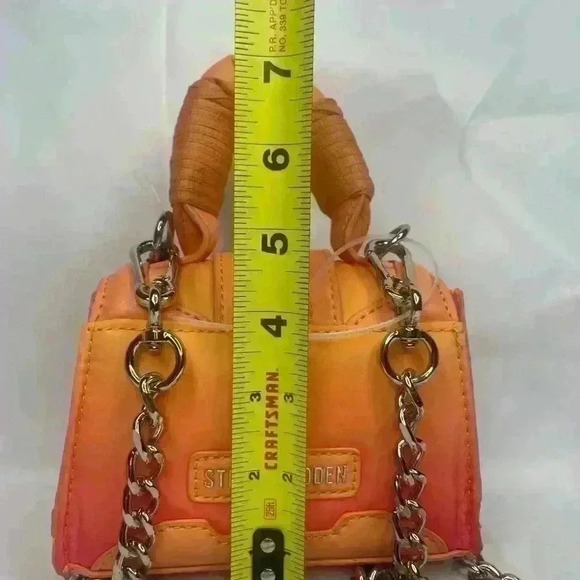 NWT STEVE MADDEN BDORAA mini FLAP TOP CROSSBODY BAG + Top Handle & Chain, Orange - Picture 10 of 11